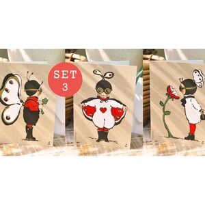 Juego de flutties de mantequilla | Conjunto de tarjetas de felicitación | Trébol de 4 hojas | Corazón | Flor | Divertido lindo único | Mariposa | Felicidad | Amor | Alegría | Armonía