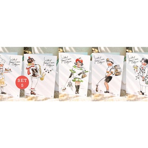 Gustoso set da collezione Belgio | Fai un piccolo tour culinario attraverso il Belgio con 5 deliziosi biglietti d'auguri | Carte turistiche dal Belgio |