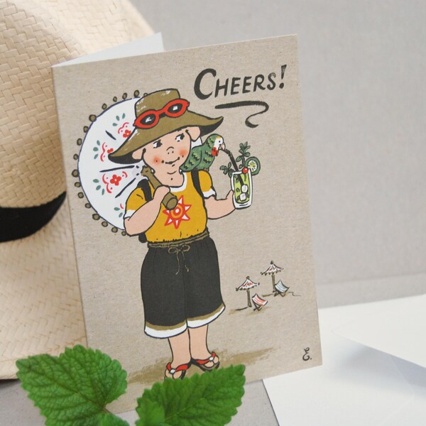Mojito | Funny Cute Unique | Cheers! | Cocktail | Greeting card | Birthday Card | Congratulations | Good Luck | Piglet | To celebrate