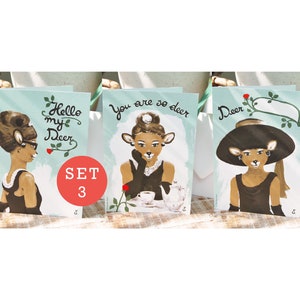 Deer Audrey Collection Set | Geburtstagskarte | Für einen besonderen Menschen | Süßes süßes Unikat | Audrey Hepburn | Frühstück bei Tiffany