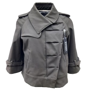 Rare Versace asymmetrical jacket, superb vintage women jacket, gray Versace blazer, size 40.