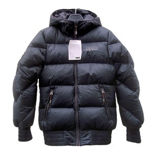 Hooded goose down jacket, bomber jacket for women black HELLY HANSEN vintage.