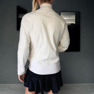 Short Coat white vintage faux fur retro white jacket with zip Cape Horn size S.