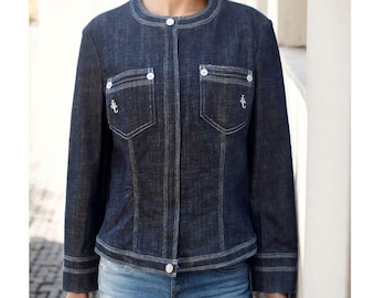 Versace Jeans Jacket with embroidery, Vintage Women's Denim Jacket.