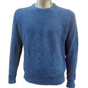 Sweater Blue crewneck wool for men, vintage stripe sweater, size 3X