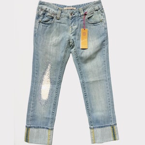 Jeans mit Flicken Vintage 90er Jahre aufgedreht, Gaudi Damen Jeans Größe 44