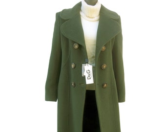 Vintage Dolce & Gabbana Wool Coat – 2000s Green Double Breasted