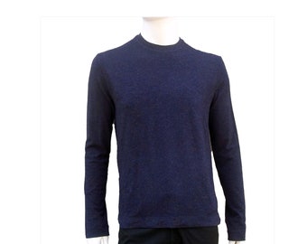 Men's Blue Crew Neck Sweater , 2000s collection Vintage Versace Lurex Sweater