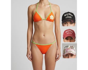 Costume da bagno bikini arancione e verde / Taglia M