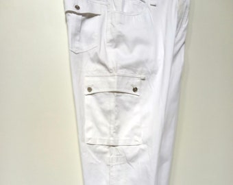 Vintage 90s Versus Gianni Versace White Cargo Pants - Men's Designer Trousers - Size 54 Made in Italy -