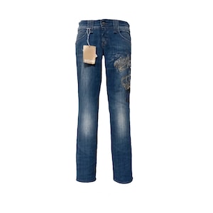 John Galliano Jeans with Embroidery and Sequins Vintage Y2K Faded Denim Pants
