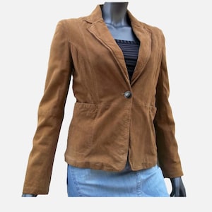 Suede Camel Leather Jacket Genuine Leather Calvin Klein Jeans Vintage Women&#39;s Jacket Leather Clothing.