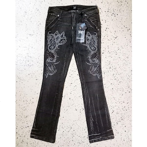 Jeans Flared Embroidered studded, black bell bottom jeans for women y2k Parasuco Size 30 Us