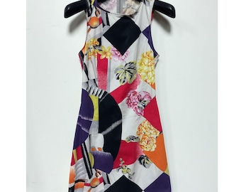 Versace Floral Dress Y2K, vintage tank mini dress size 38.