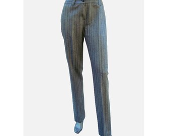 Vintage Ben Barton New York Grey Wool Pants| 90s Pin Striped