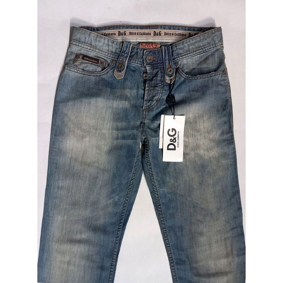 D&G DOLCE & GABBANA faded denim デニム ドルガバ Faded Jeans Dolce & Gabbana With Leather Appliqués, Vintage Deg