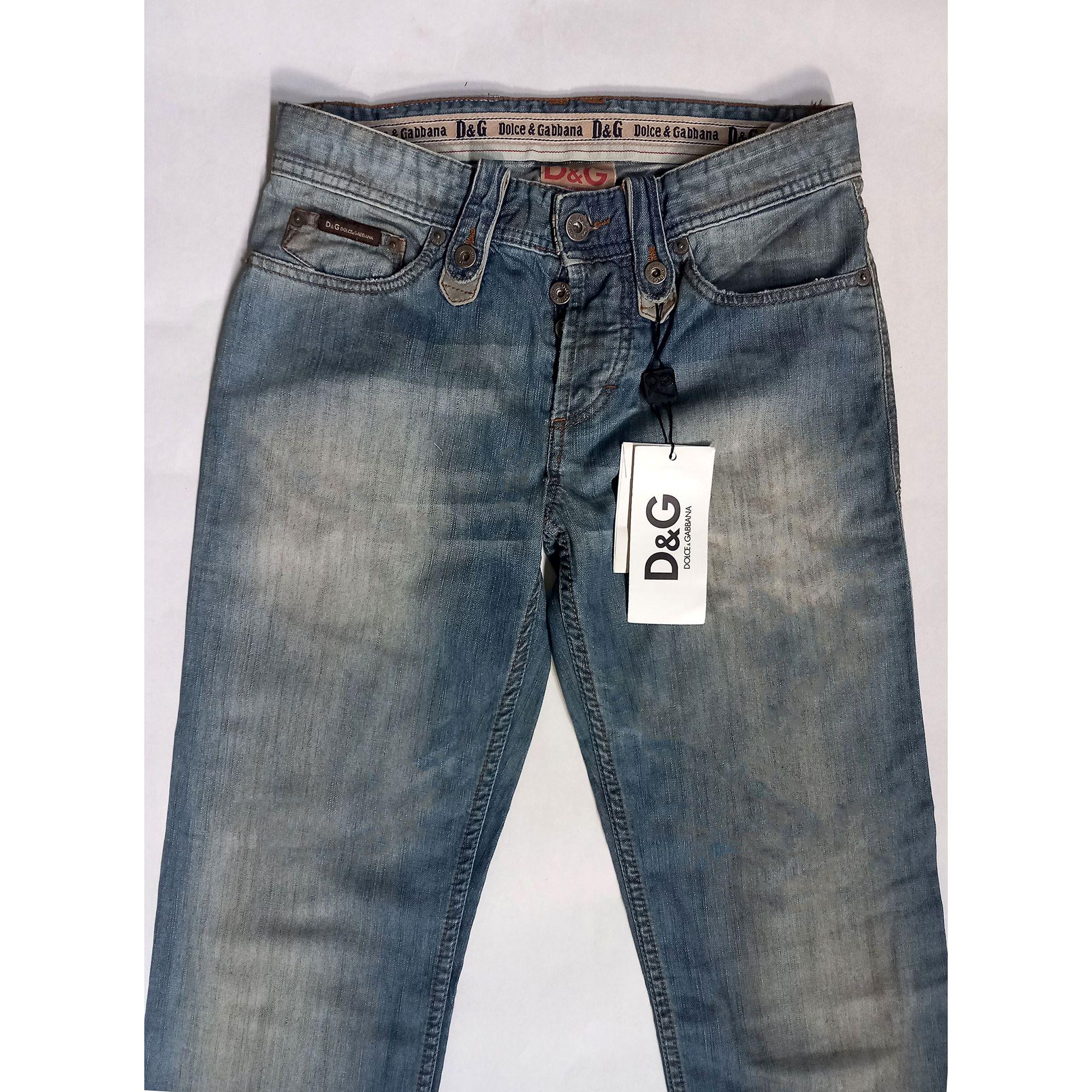 Faded Jeans Dolce & Gabbana With Leather Appliqués, Vintage Deg