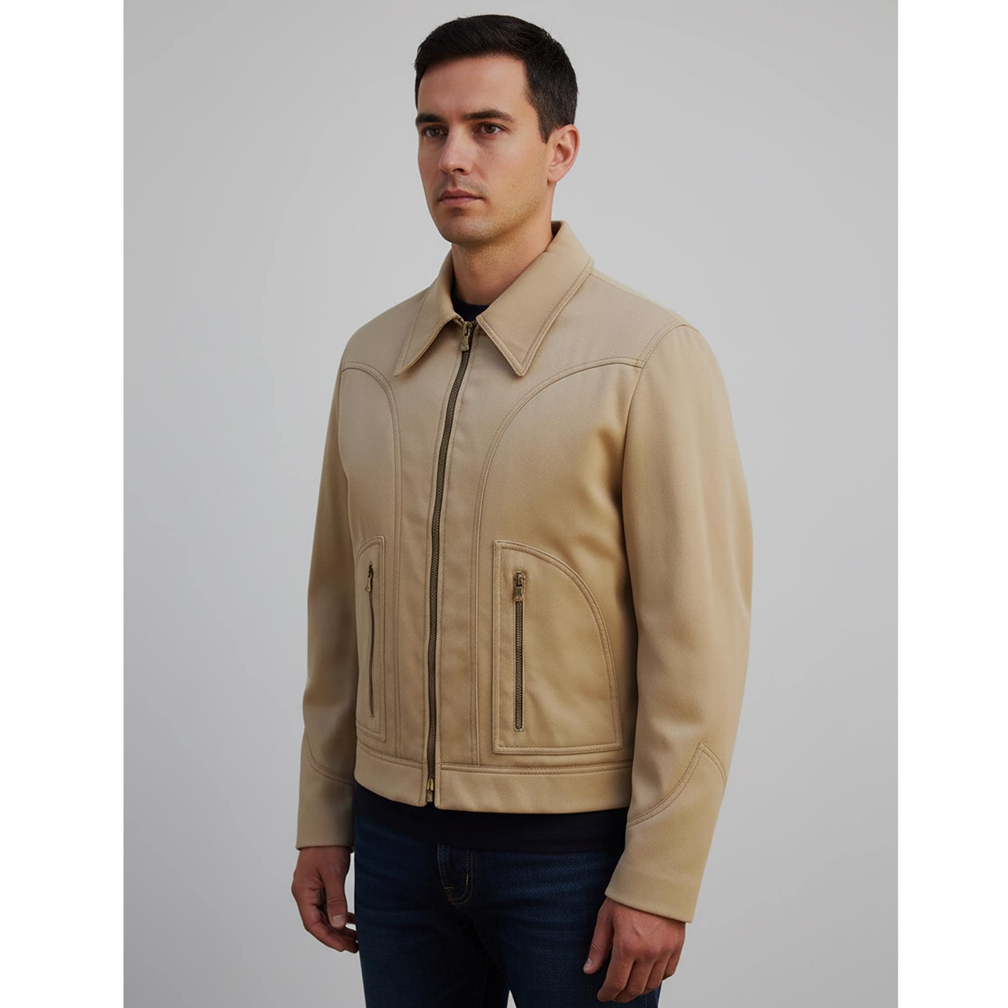 Versace Men's Winter Beige Jacket - Authentic Vintage 2000s