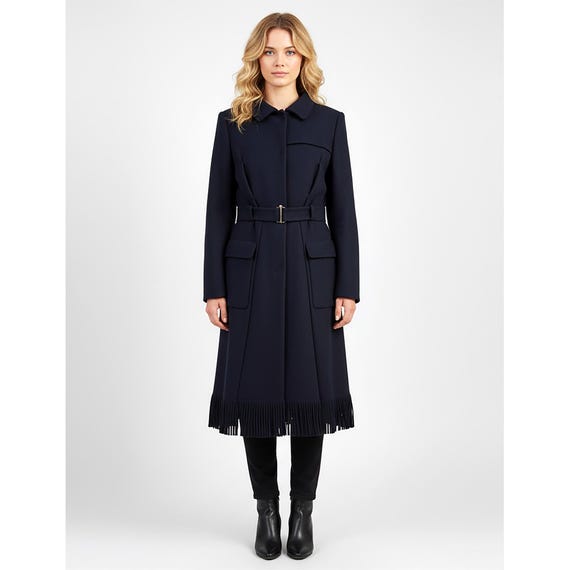 Vintage Costume National Wool Coat - Women's Blue Winter Coat Cnc
