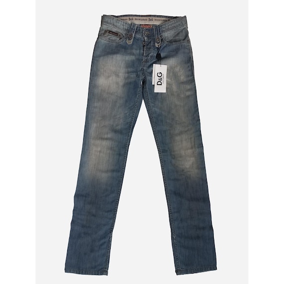 Faded Jeans Dolce & Gabbana With Leather Appliqués, Vintage Deg