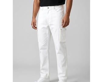 Jaren 90 Gianni Versace linnen cargobroek met medusa-knopen | maat 48 IT |