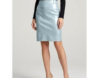 Versace Light Blue Lurex Skirt, size 44.