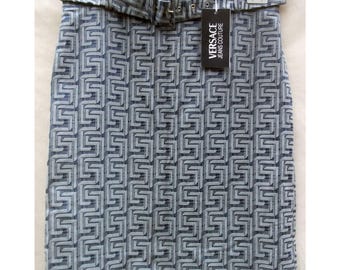 Vintage Versace Jeans Couture Skirt, Greek Pattern, Size 44 Italy