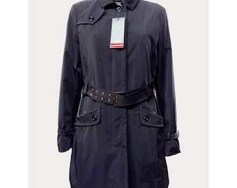 Black winter trench coat, vintage Brema overcoat, Size 38