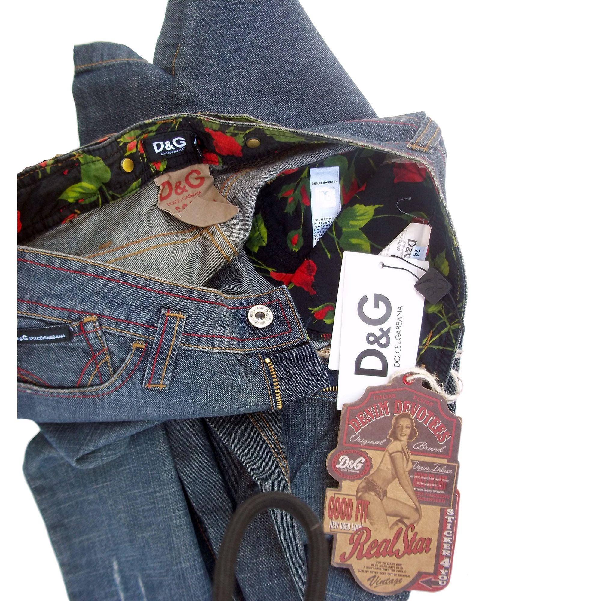 D&G ドルチェアンドガッバーナ　デニム　アートプリントデザイン　ダメージ加工 中古・古着通販】DOLCE & GABBANA (ドルチェ＆ガッバーナ