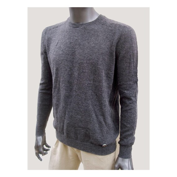Roberto Cavalli Vintage Grey Mohair Wool Crew Neck Sweater for Men