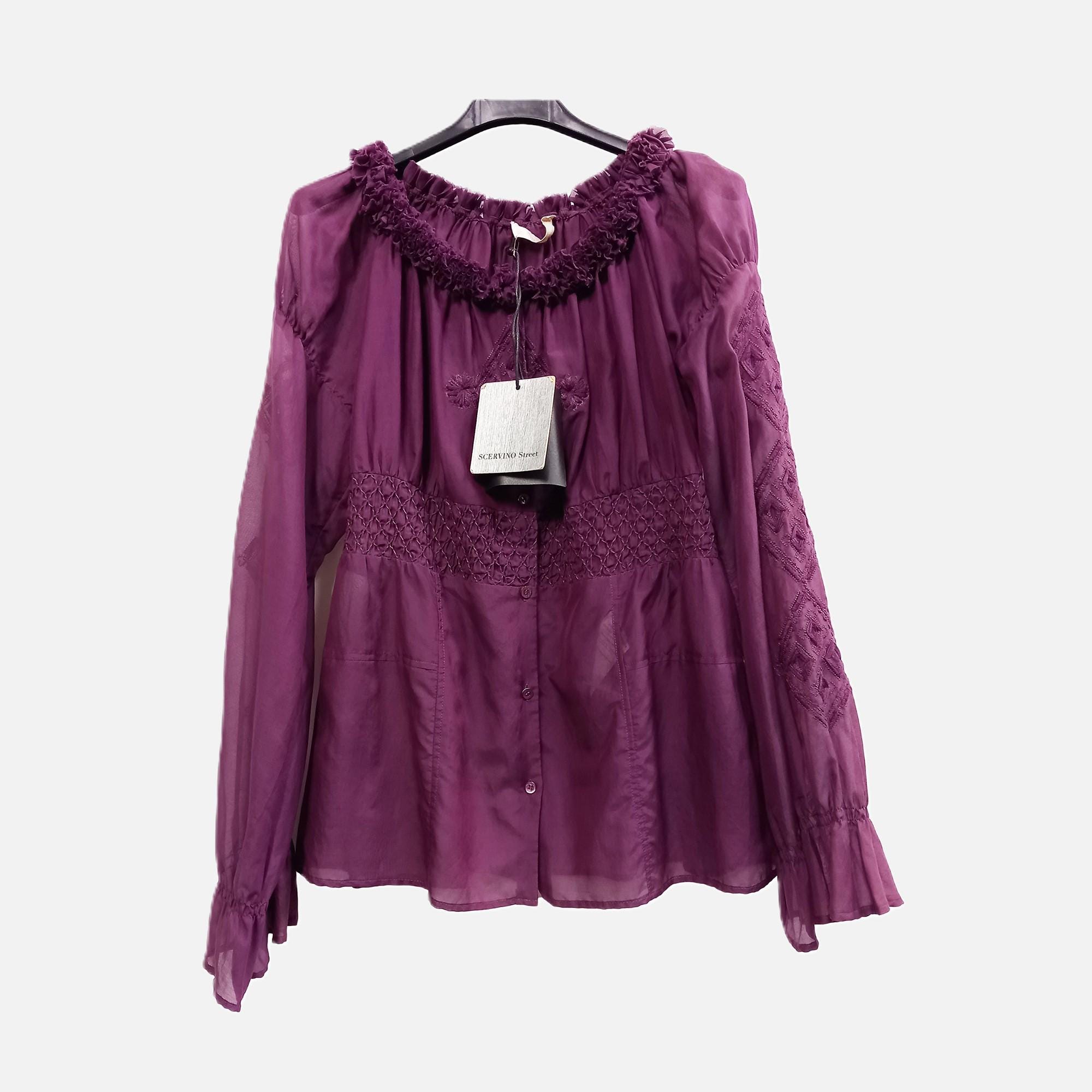 シャツデザイナー Ermanno Scervino、サイズ 40 レアシルクブラウス 