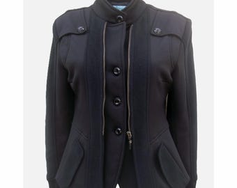 Fall winter vintage wool black jacket, Guess women jacket, size 44
