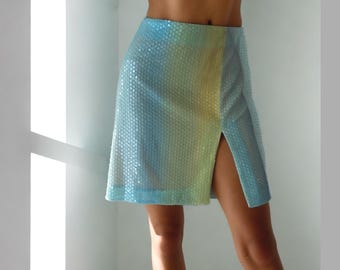 Falda de vestido de baile vintage Versace multicolor con lentejuelas