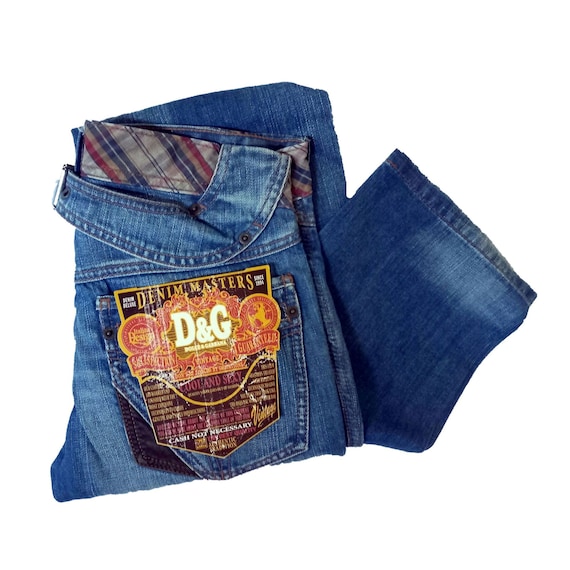 DOLCE & GABBANA - Jeans, Vintage Denim Pants With Leather Trim. - Etsy