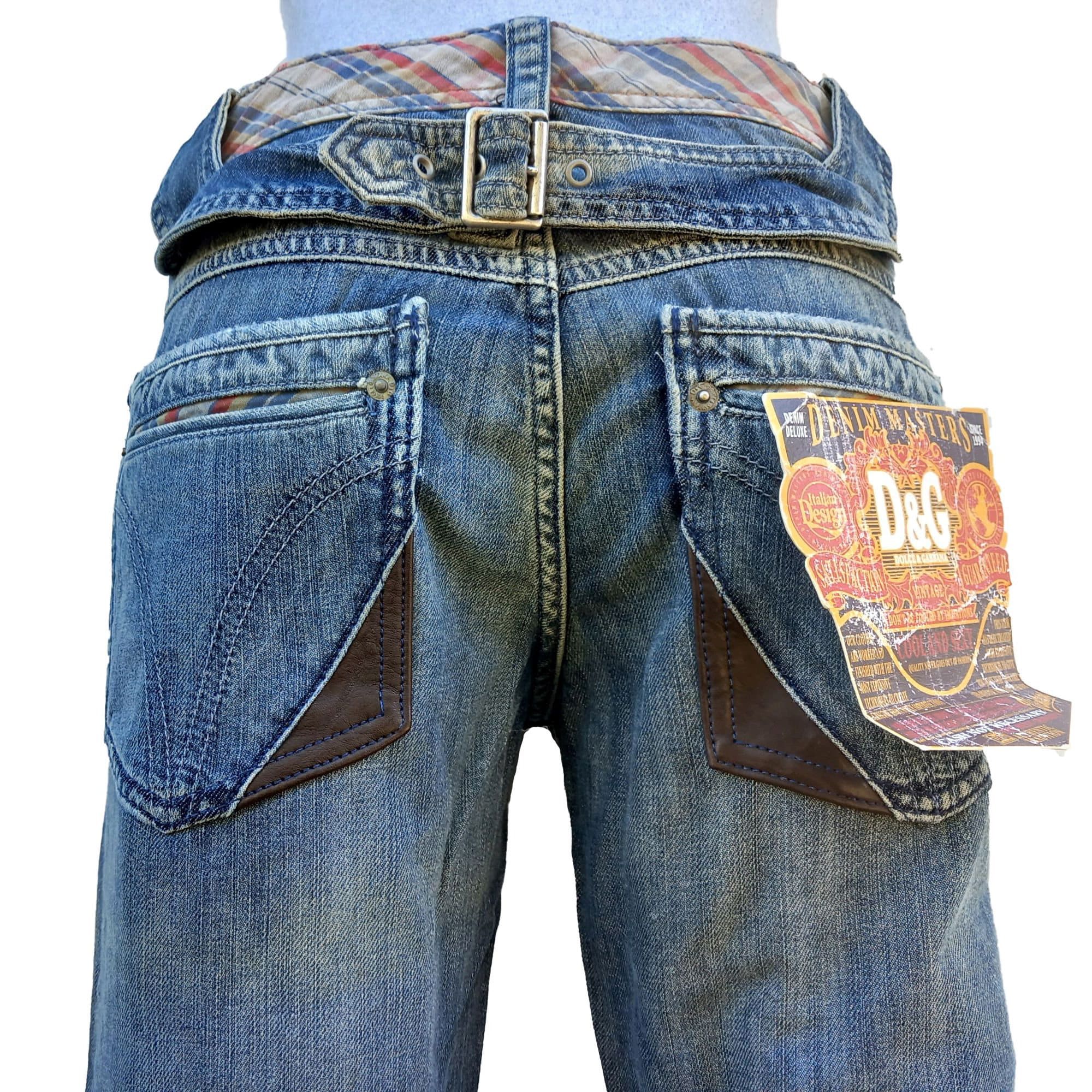 DOLCE & GABBANA - Jeans, Vintage Denim Pants With Leather Trim. - Etsy