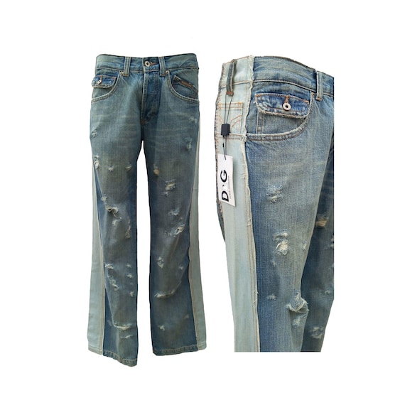 Vintage Dolce & Gabbana Men Ripped Jeans 2000s - Denim Pant Size
