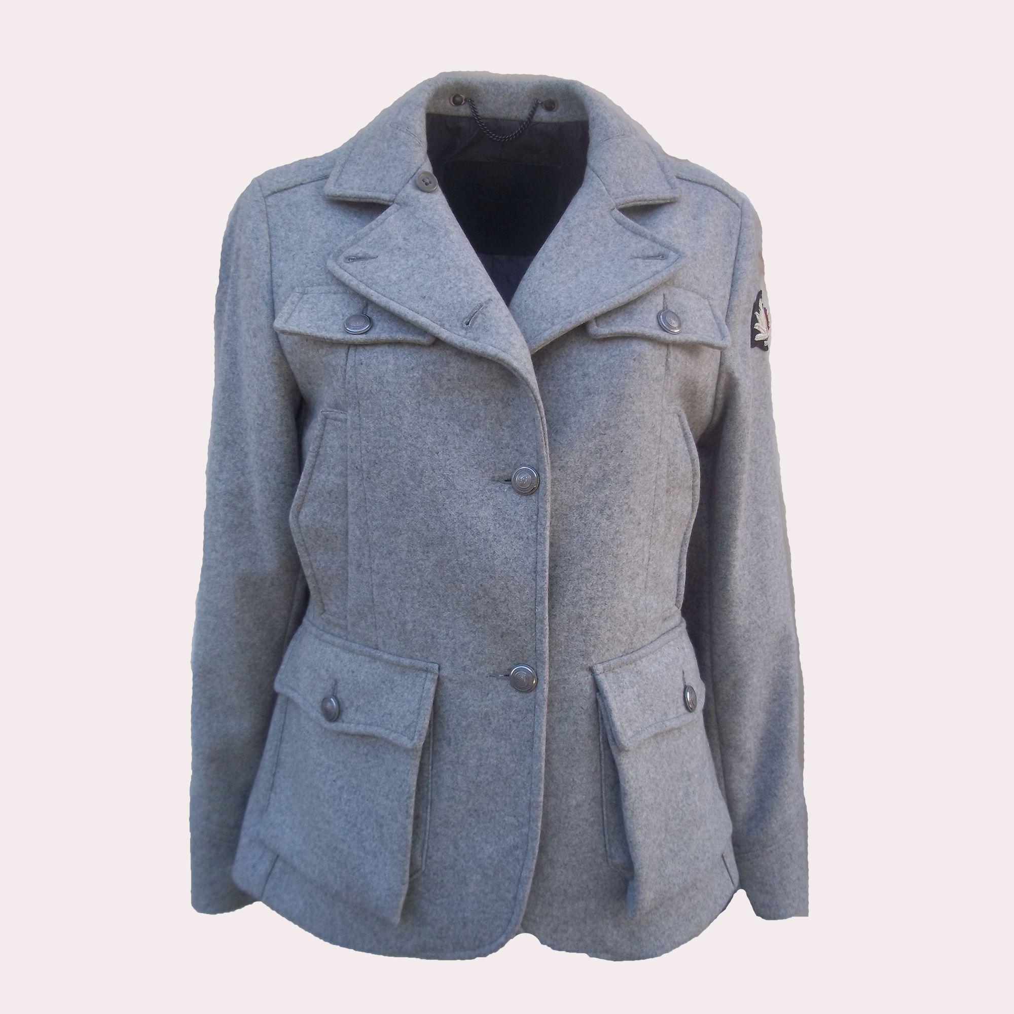 Gray Wool Short Coat Size M, Historic Vintage Women