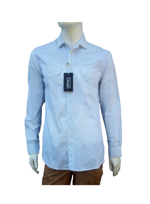 2000年代のヴィンテージヴェルサーチシャツ - 男性用ストライプシャツ