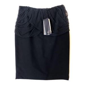 Black Skirt with Chiffon Insert Chic Vintage Roberto Cavalli Skirt From The 2000s Size 46.