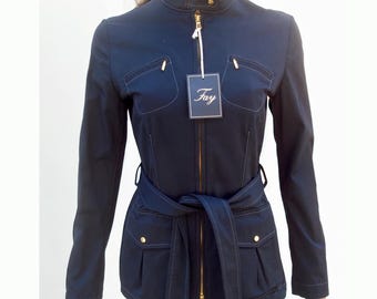 Jaqueta safari azul feminina Fay com cinto.