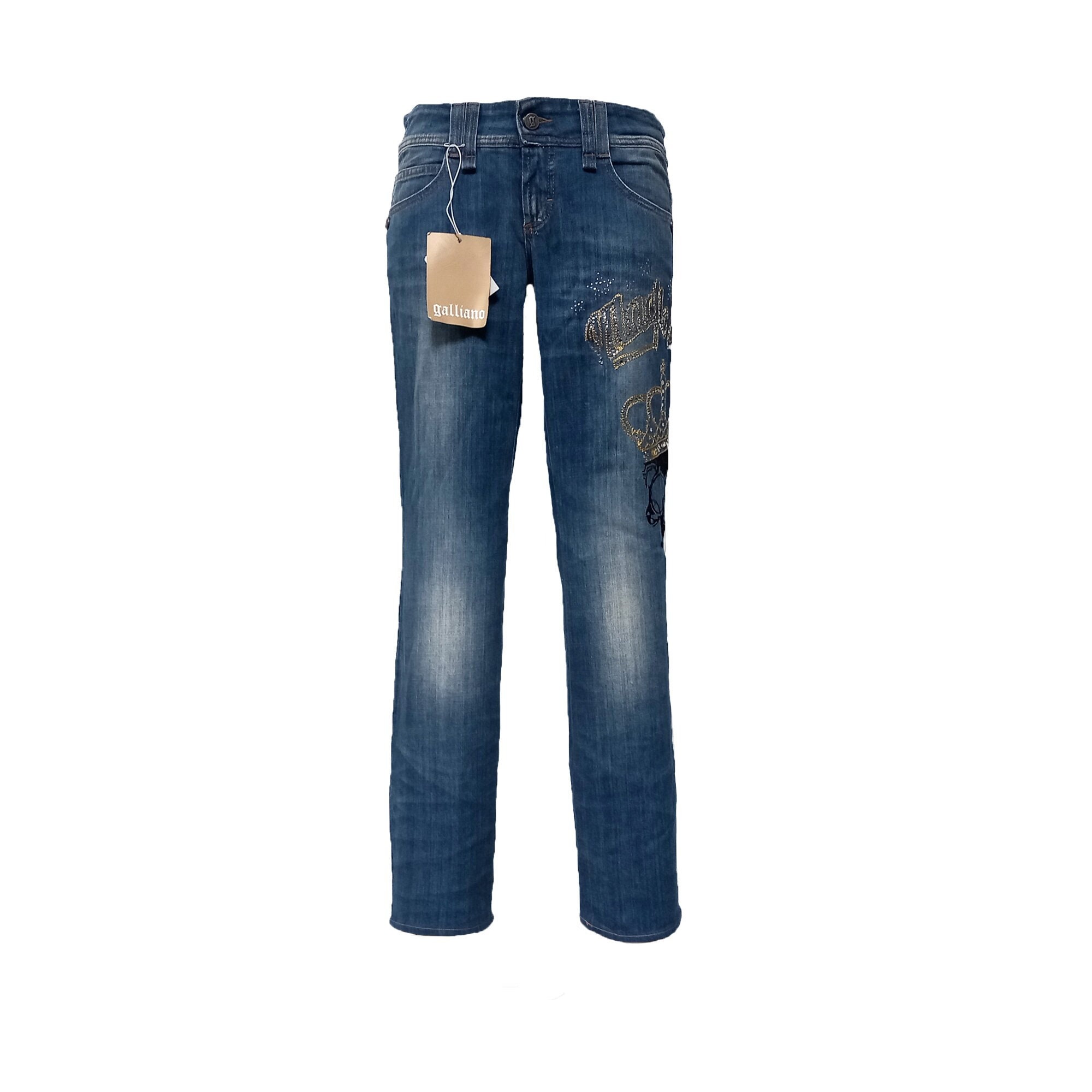 John Galliano Jeans With Embroidery and Sequins Vintage Y2K Faded