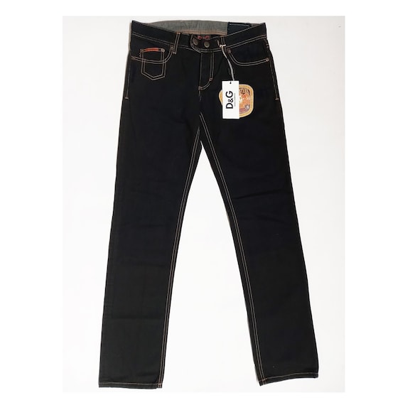 Vintage 2000s Dolce & Gabbana Black Denim Pants, Never Worn, Size