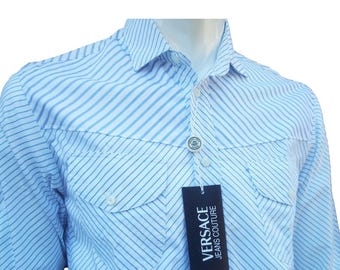 Vintage Versace shirt from 2000 - man striped shirt
