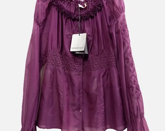 ERMANNO SCERVINO フリル シャツ ブラウス ビジュー付き 40 Ermanno