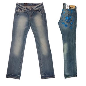 Pantaloni in denim vintage Calvin Klein Jeans con ricami floreali
