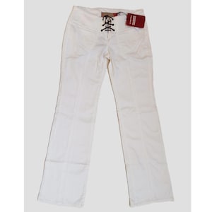 White Bell Bottoms 90s Flare Pants Hippie Bellbottom low Rise Sailor Pants Bohemian Trousers Vintage Size 27
