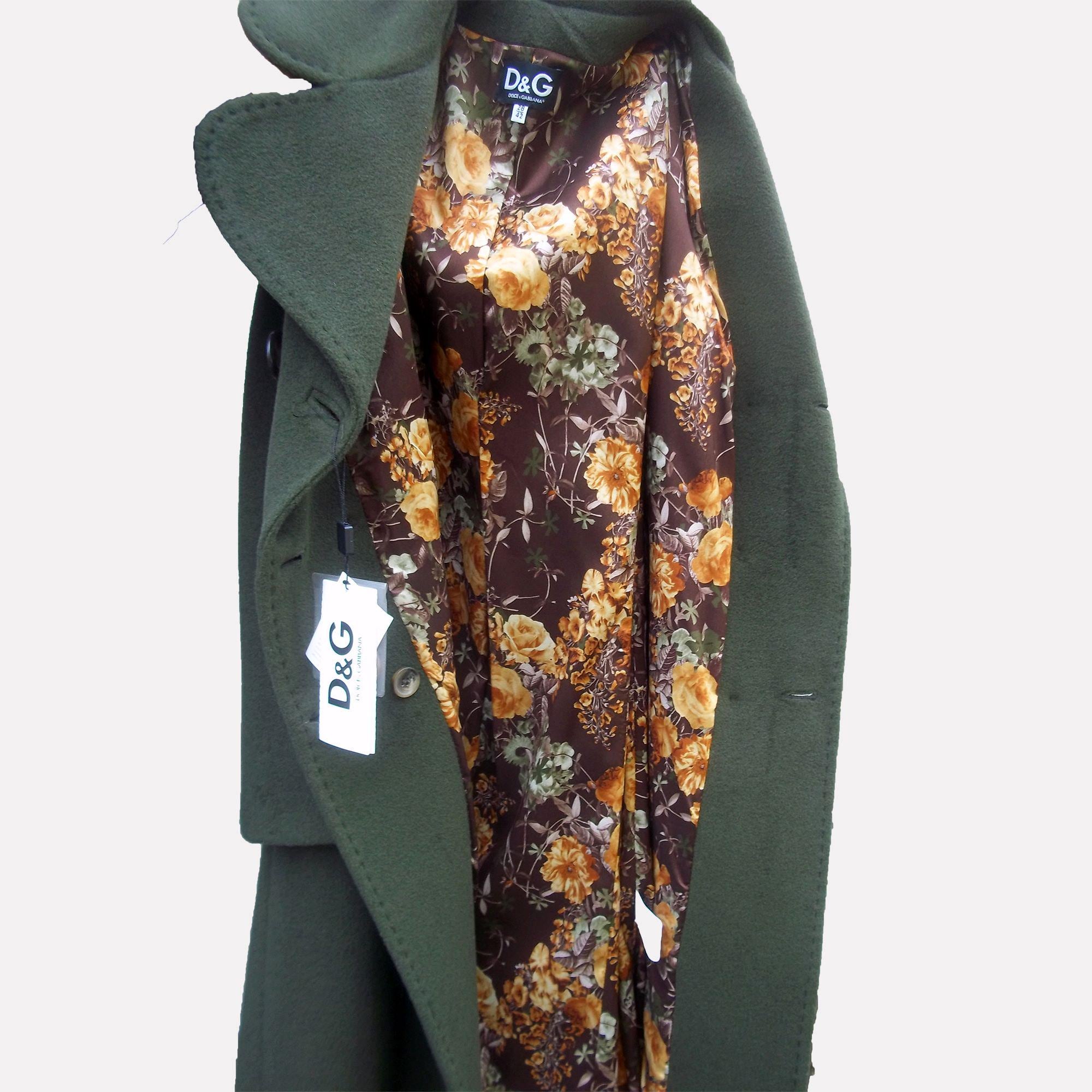 Vintage Dolce & Gabbana Wool Coat – 2000s Green Double Breasted