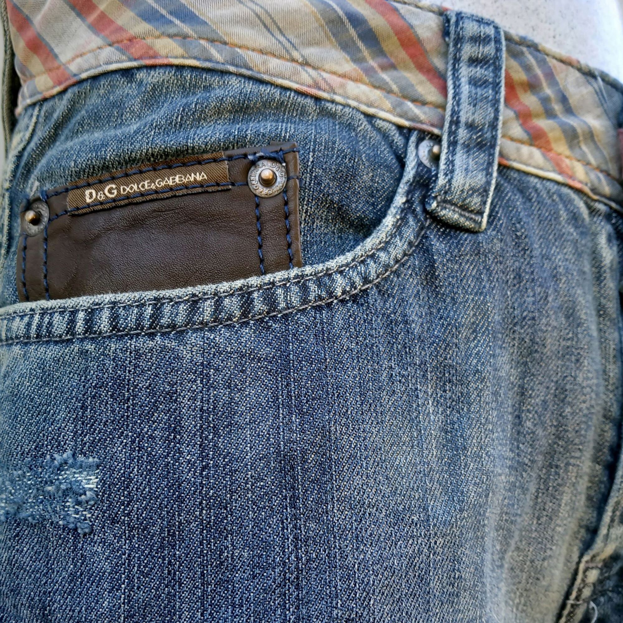 DOLCE & GABBANA - Jeans, Vintage Denim Pants With Leather Trim. - Etsy
