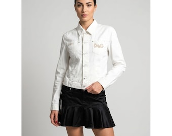 Y2k Weiße Jacke Dolce & Gabbana | Jeans-Stil | Größe M