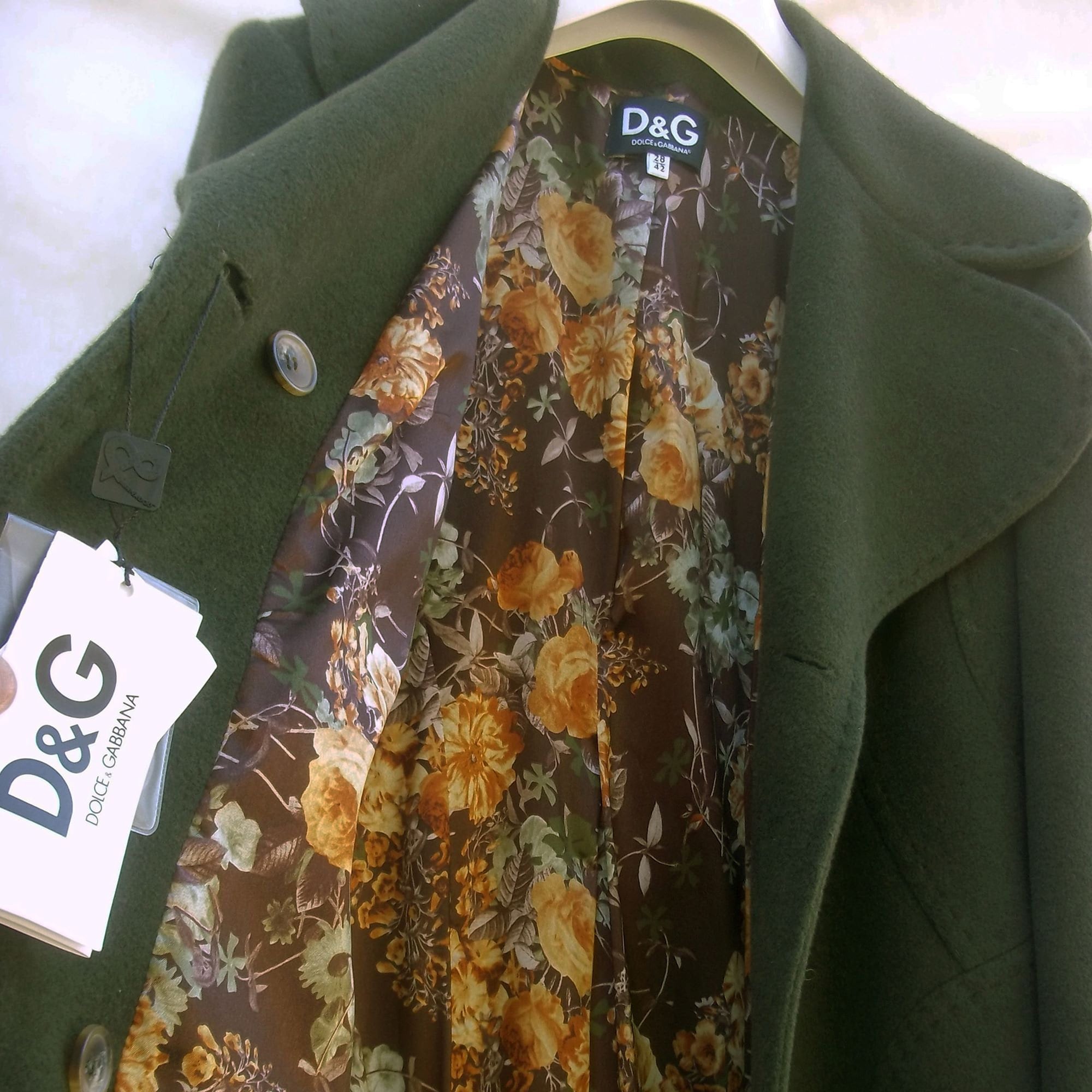 Vintage Dolce & Gabbana Wool Coat – 2000s Green Double Breasted